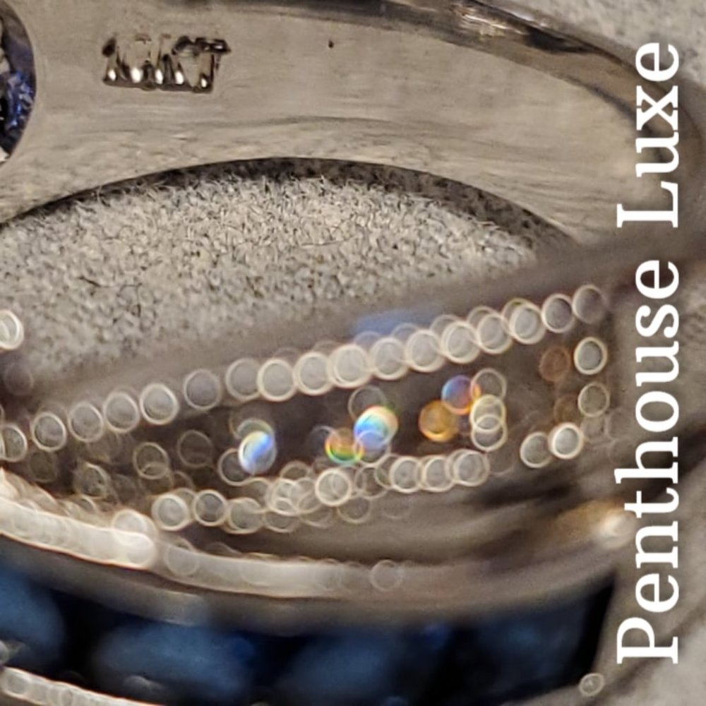 FINAL RESTOCK!! Blue Sapphire Criss Cross 10k White Gold Plated Bow Ring - Picture 3 of 6